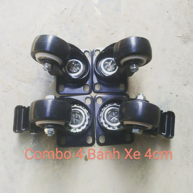 Combo 4 bánh xe loa kẹo kéo cao cấp có khóa