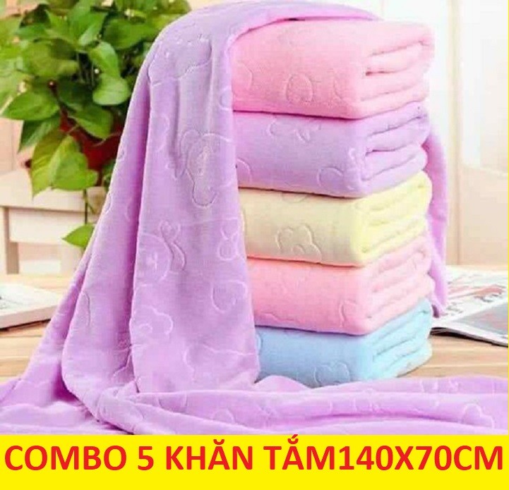 Combo 5 khăn tắm nhật siêu to kt 140 x 70 cm - combo 5 khăn tắm mỏng mềm xuất nhật140x70cm