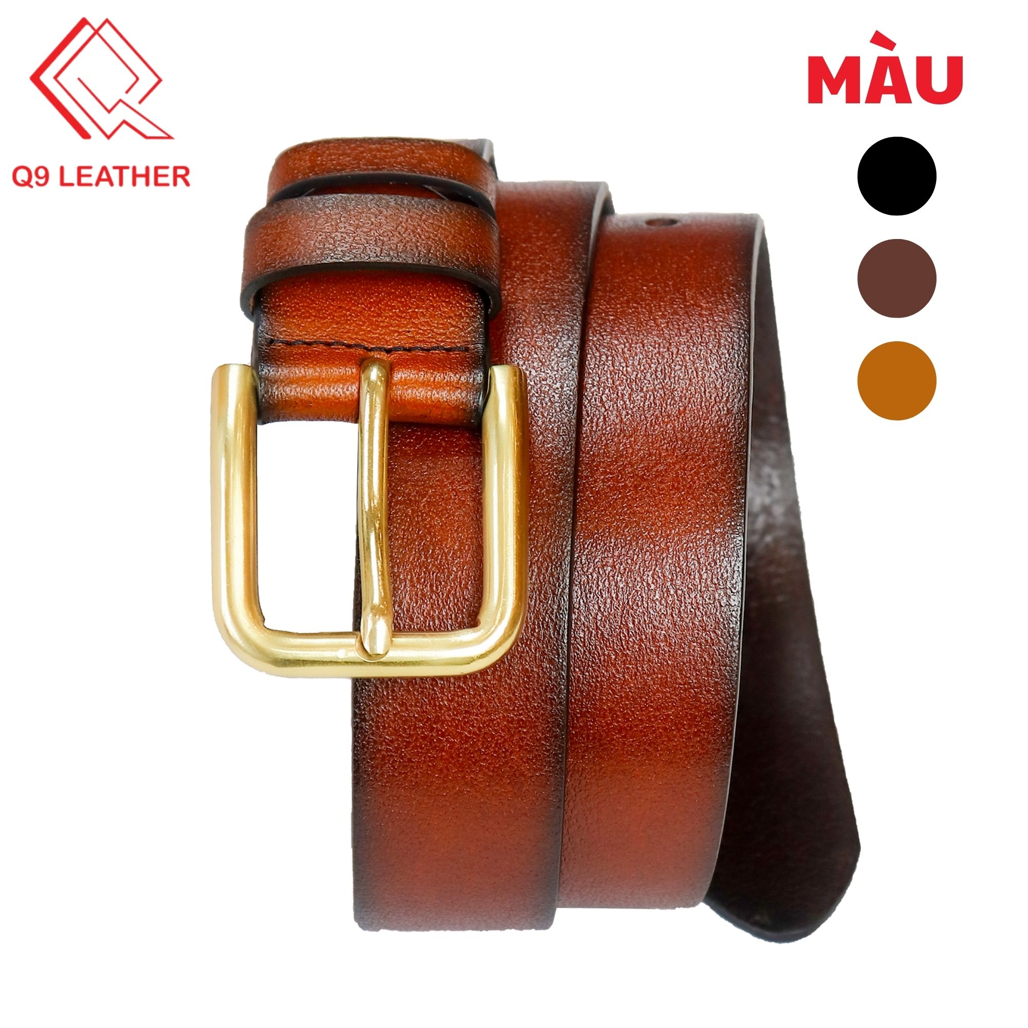 Thắt lưng da trâu màu đen - Da bò thật 100% - Bảo hành 5 năm - Thương hiệu Longdo Leather - TL02