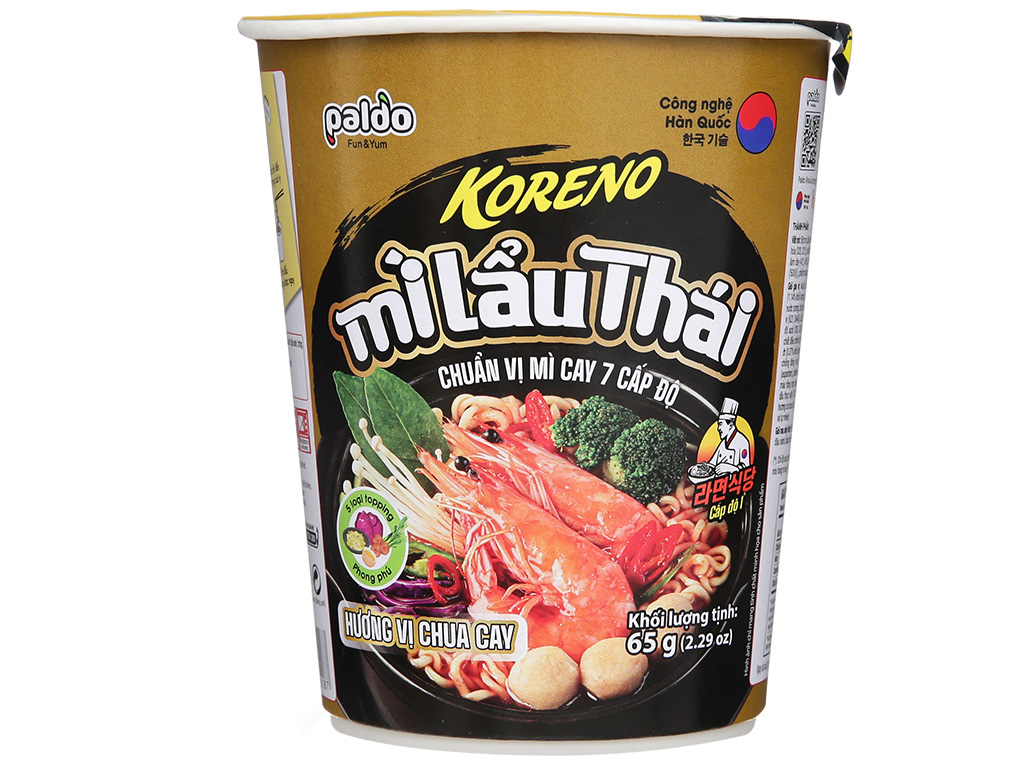 Koreno Mì lẩu Thái Koreno hương vị chua cay loại ly 65g