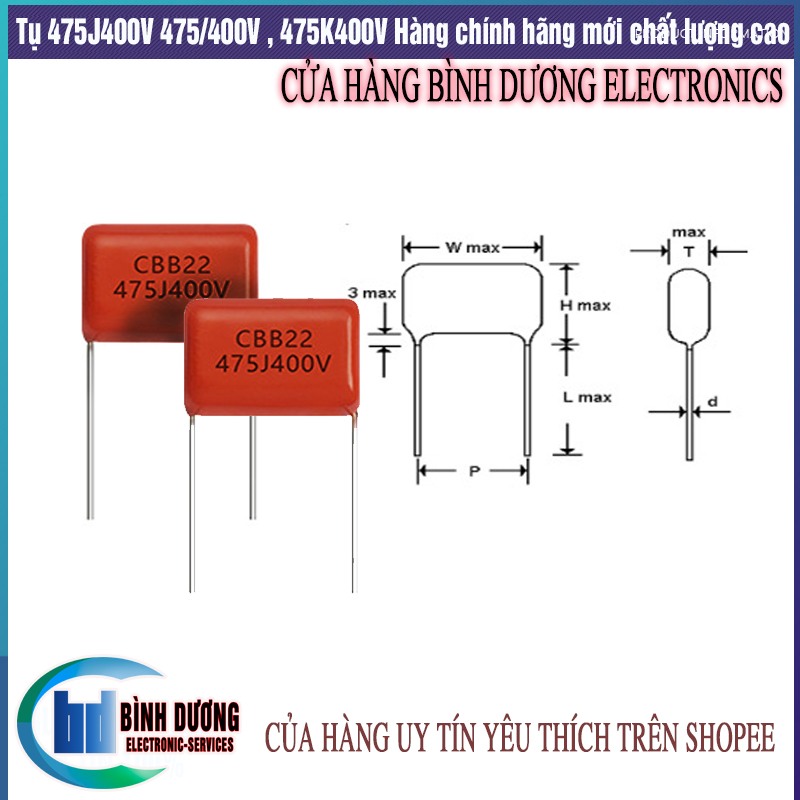 Tụ 475j400v 475/400v , 475k400v hàng chính hãng mới chất lượng cao