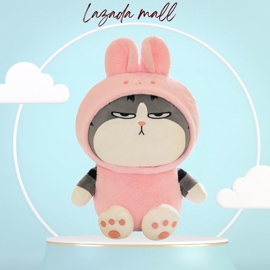 Gấu Bông Mèo Hoàng Thượng Cosplay Lông Thỏ Siêu Mịn