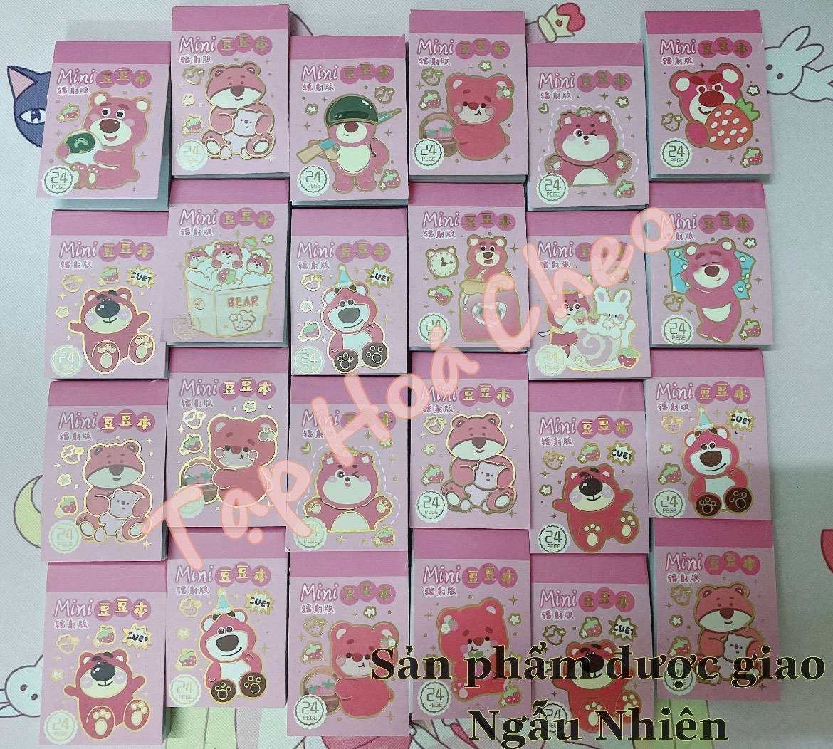 Sổ Hình Dán Sticker Hoạt hình Gấu Dâu Mini siêu dể thương trang trí