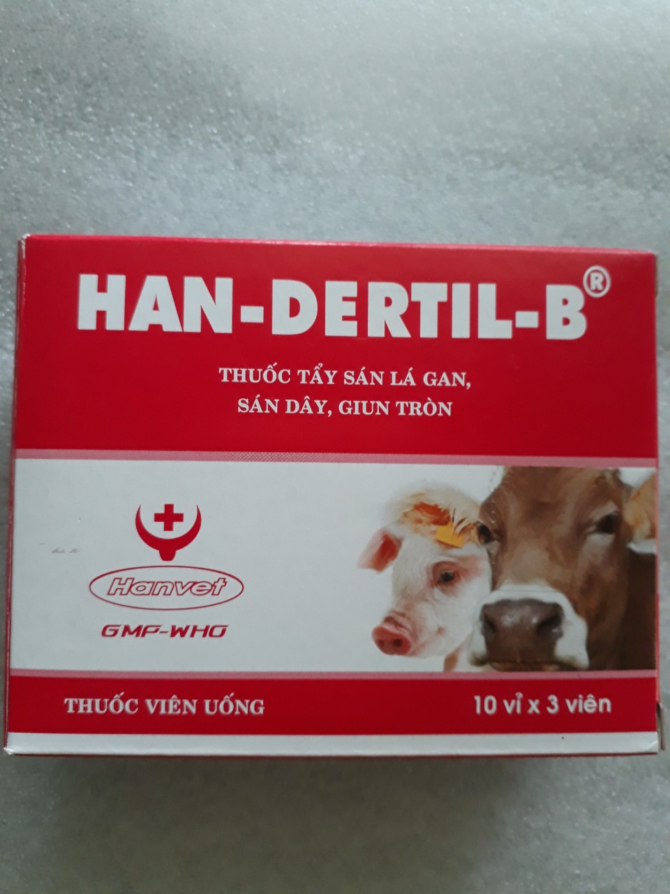 1 Vỉ 3 Viên HAN DERTRIL B tẩy sán dây, giun tròn cho trâu bò, dê cừu