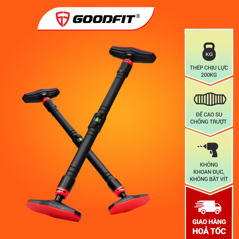 Thanh xà đơn gắn cửa,  xà đơn treo tường GoodFit chịu lực 200kg, chốt khóa an toàn chông trượt tập luyện tại nhà GF201PU