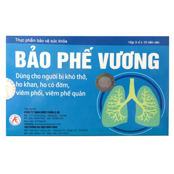 Bảo Phế Vương - khó thở, ho khan, ho có đờm, viêm phổi, viêm phế quản - hộp 30 viên
