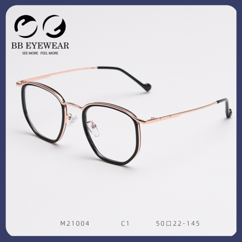 BB EYEWEAR CT08 Kính Mắt giả Cận Thị Nữ 0 Độ Kính Gọng Kim Loại Chống ánh Sáng Xanh Kính Mắt Tròn đa giác Kính Chống Tia Bức Xạ Kính Thời Trang bán chạy Kính gọng Cận Nam Nữ Nhập Khẩu
