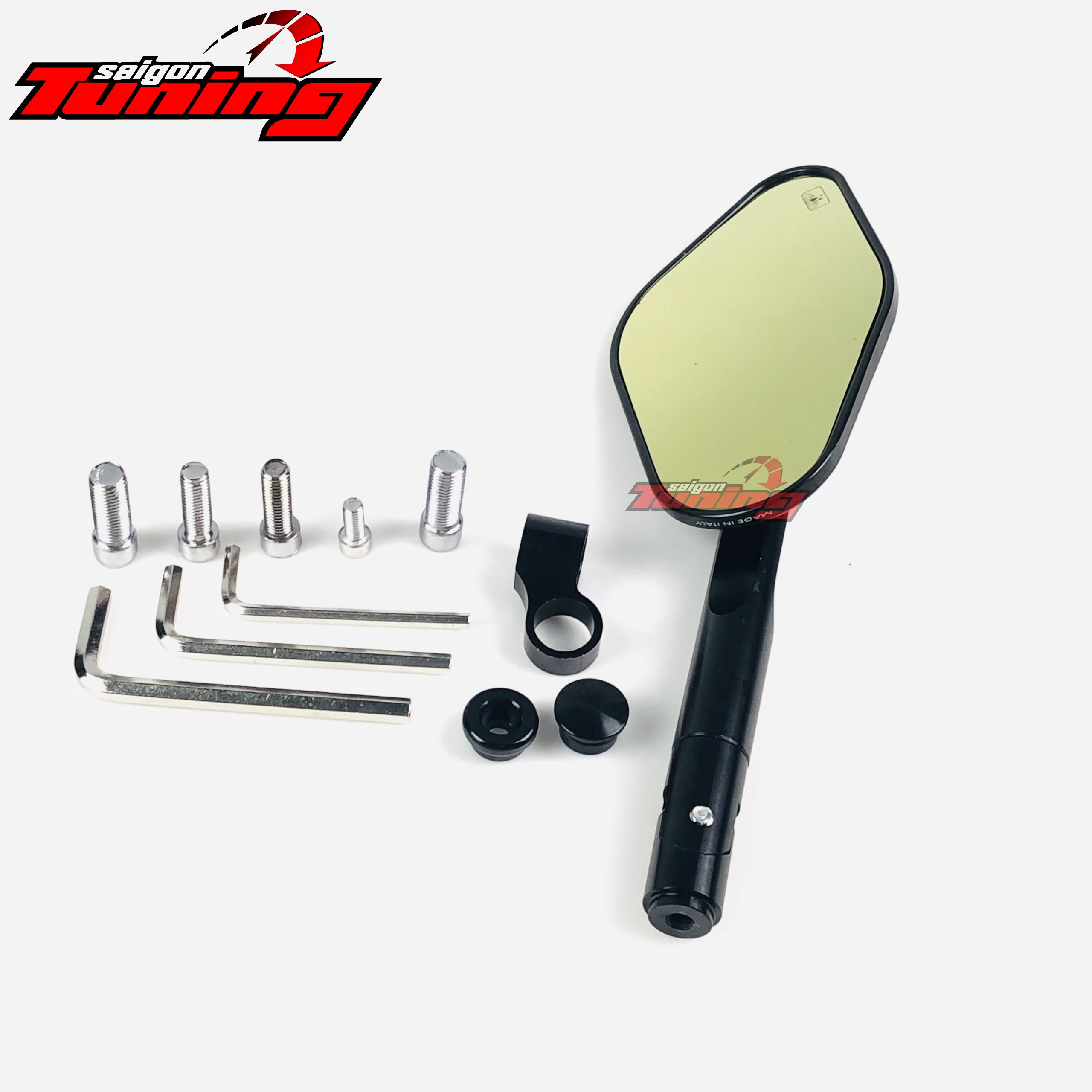 [HCM]Gương lục giác SH 180 độ cao cấp  - Màu đen Back