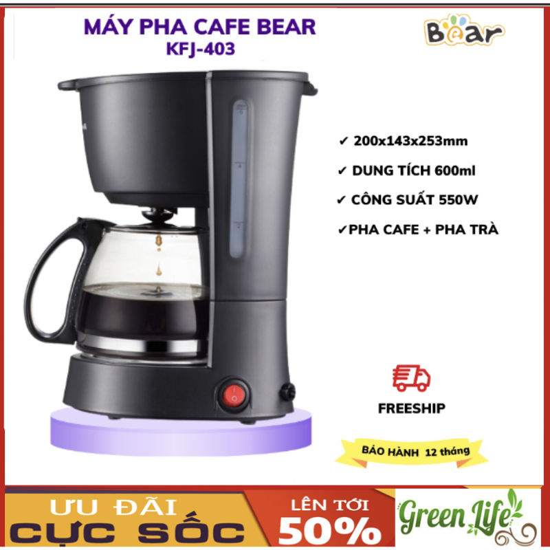 Máy pha cafe tự động bear máy pha cà phê mini dung tích 600ml pha café,pha trà bộ lọc di động, dễ dàng để làm sạch, cung cấp nhiều tiện lợi khay chứa tháo rời dễ vệ sinh pha coffee espresso cafe nguyên chất máy pha cafe đa năng,bh 12 th