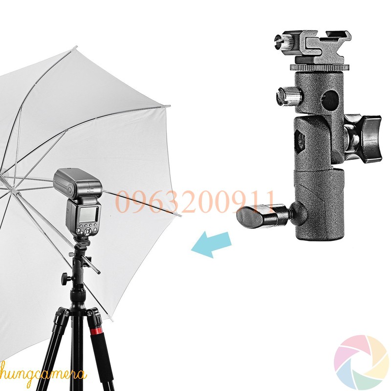 Đế gắn đèn Flash và gắn dù tản sáng, dù xuyên sáng bằng Kim Loại