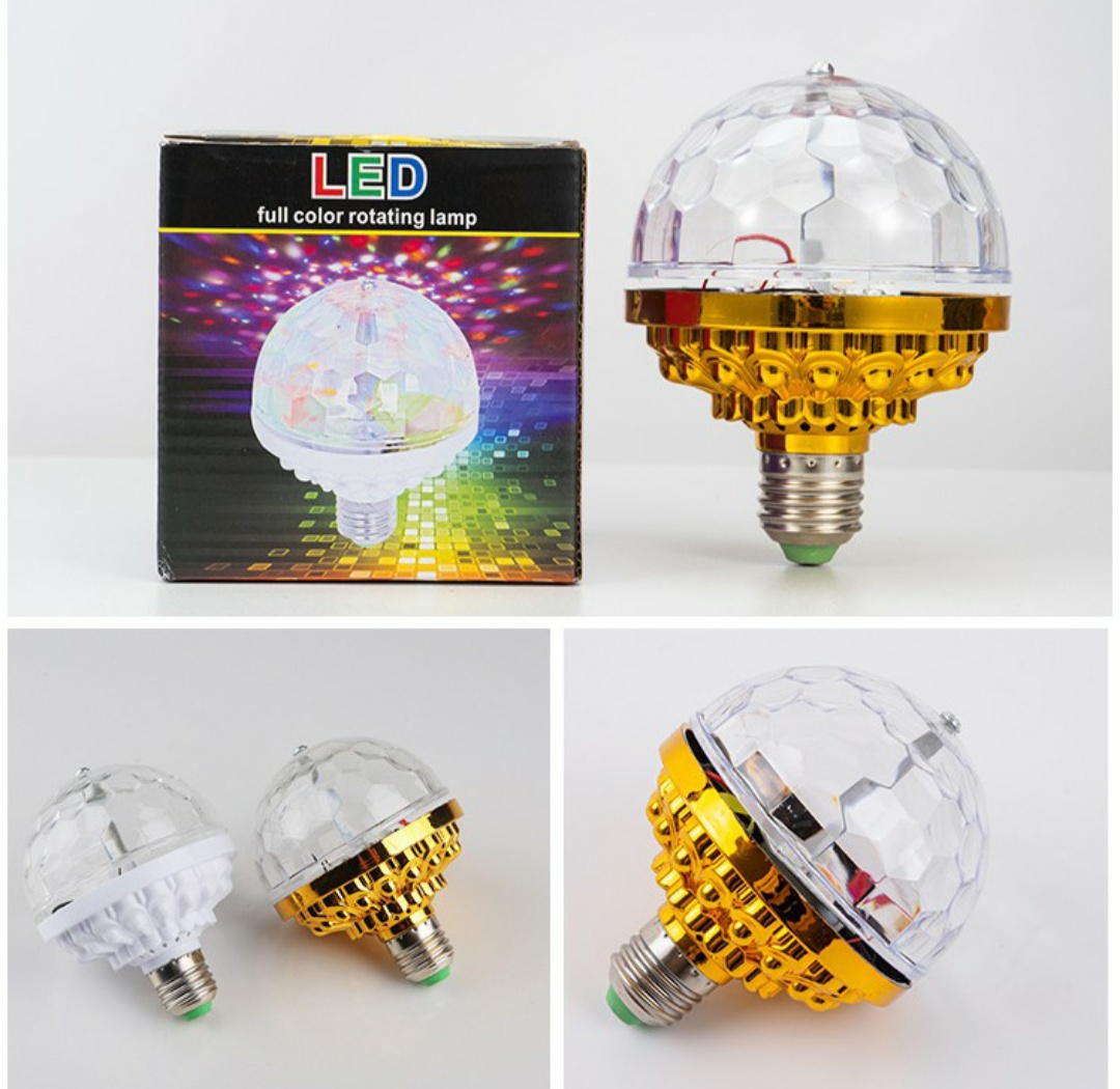 Đèn led pha lê 7 mầu tự xoay / Bóng đèn led xoay 360 / Đui xoáy
