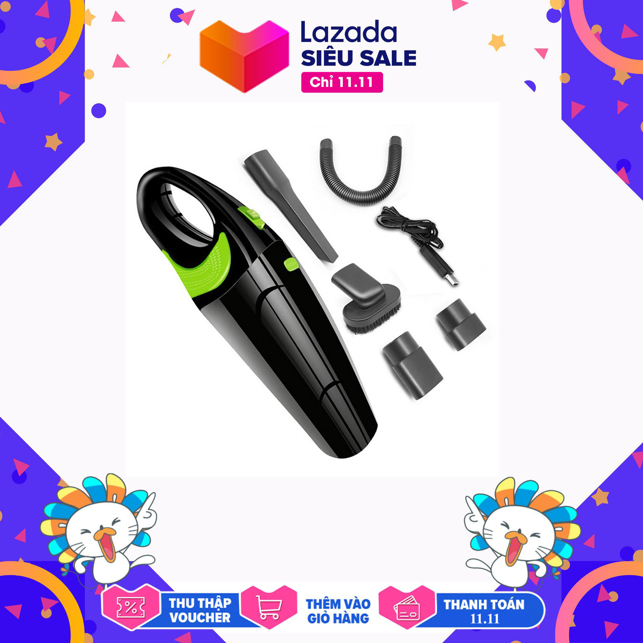 [BUY 1 GET 1 GIFT- Nhận ngay mã giảm giá] Máy hút bụi cầm tay mini không dây cho gia đình và xe hơi bản sạc pin R-6054