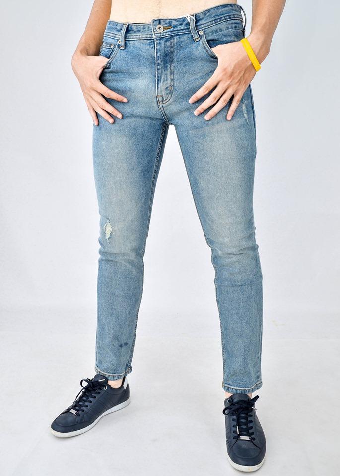 Fo76 kho hàng xuất dư - quần jean nam slim fit xanh nhạt