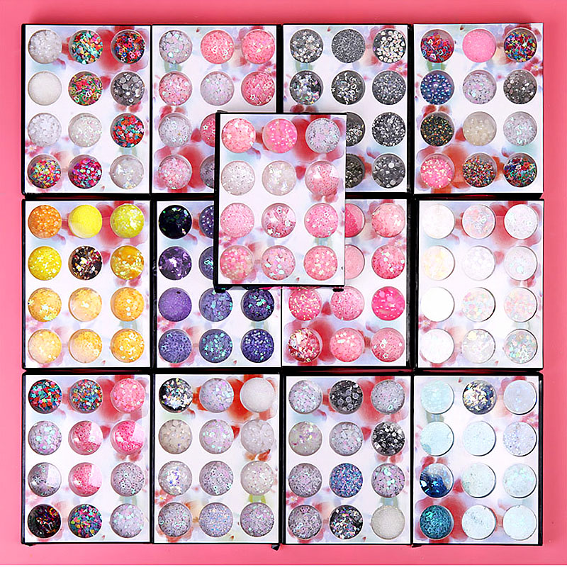 Set 12 hũ trang trí Nails, Trang điểm Kira Kira, Làm thủ công Resin - Gấu Trúc Phụ kiện