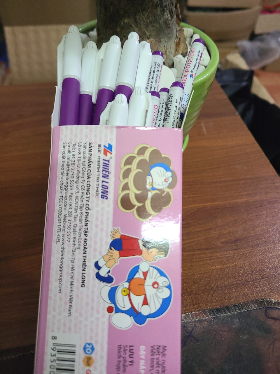 01 Hộp 20 Cây Bút Gel Doremon mực Tím (ngòi 0,5mm)