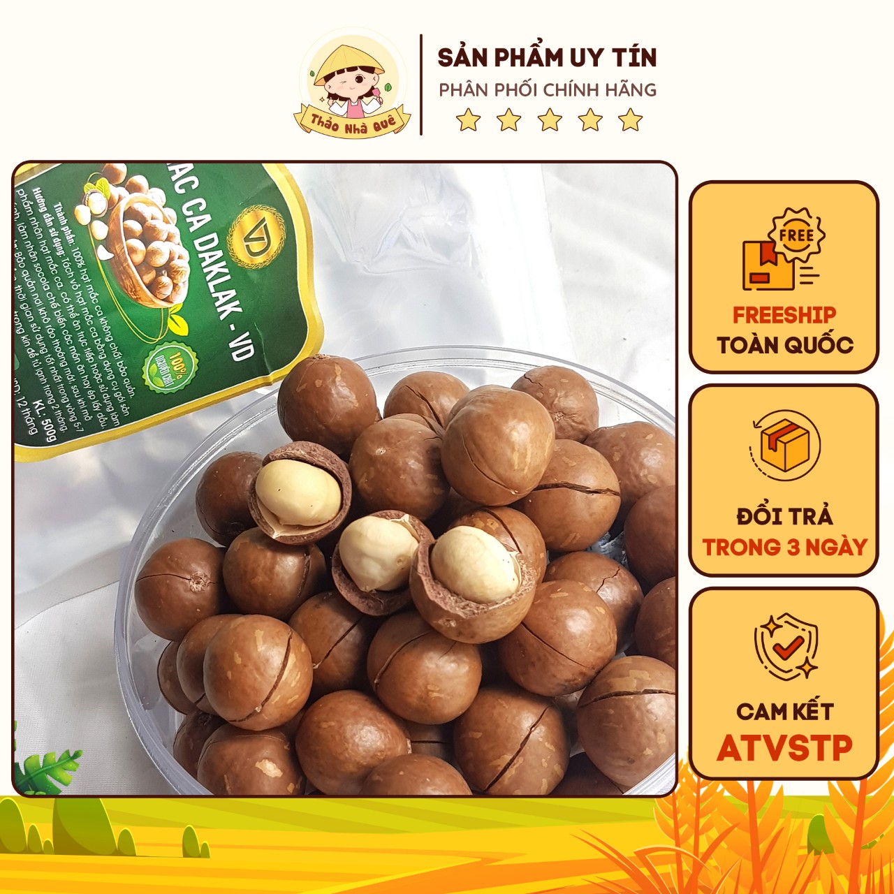 Hạt macca sấy nứt vỏ cao cấp đặc sản Daklak 500g - Đồ ăn vặt, ăn tết ngon