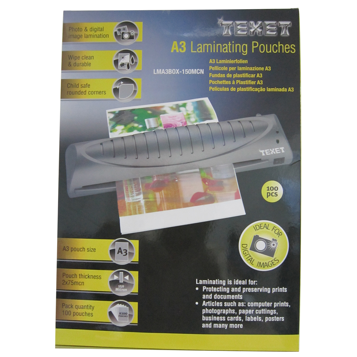 Hộp 100 tờ màng ép nhựa a3 texet 250 micron lma3box125