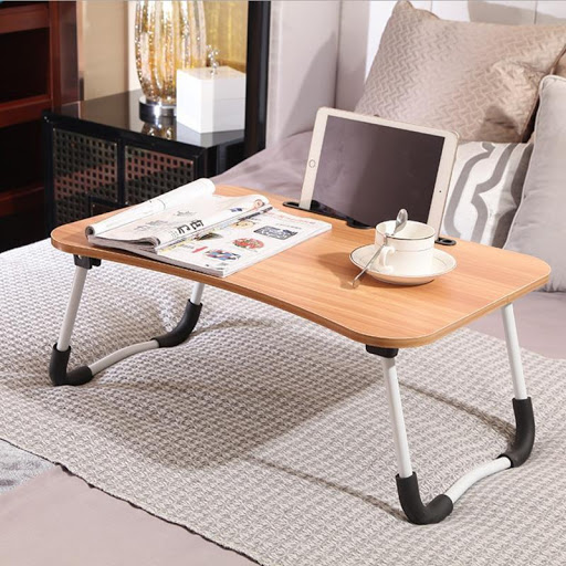 [HCM] Bàn Học Gấp Gọn Cho Trẻ, Bàn Để Giường Có Khe Cắm Điện Thoại 40x60cm