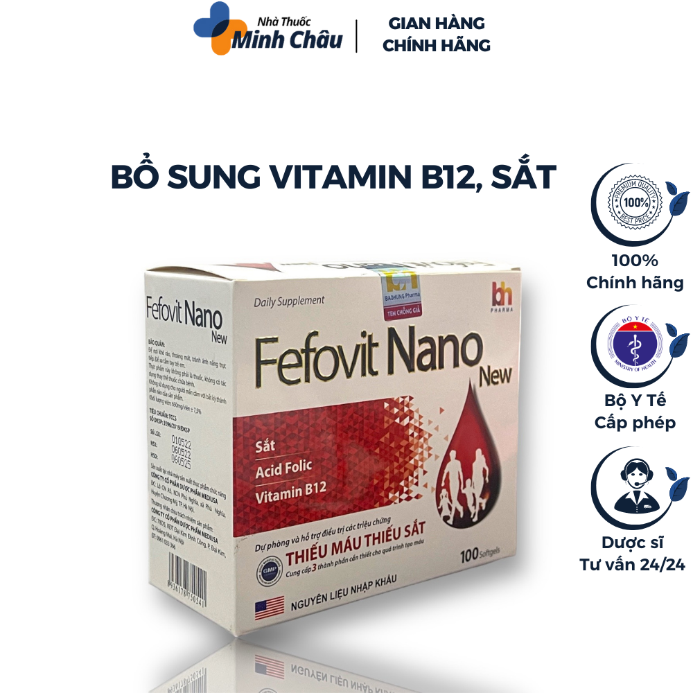 Fefovit Nano bổ sung sắt và vitamin giảm thiếu máu do thiếu sắt