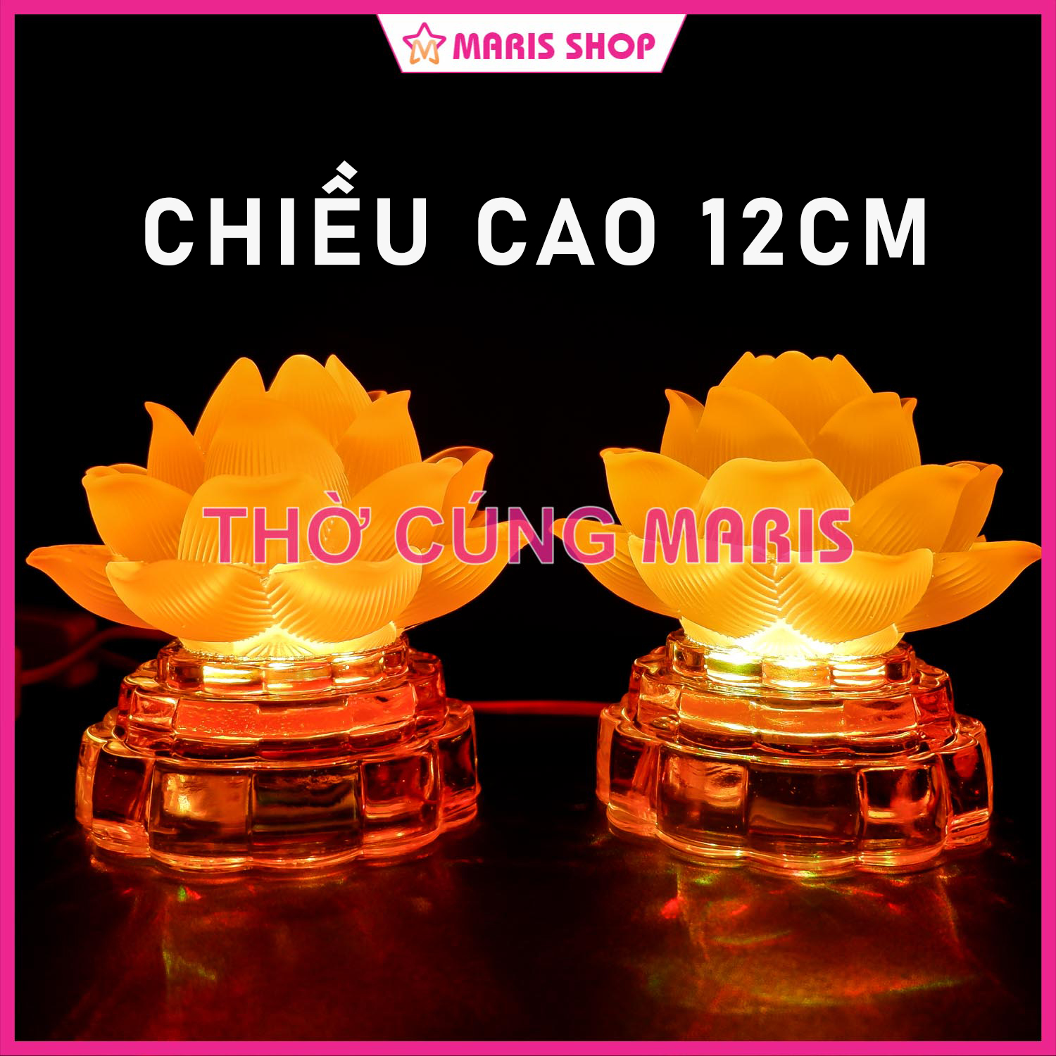 Đèn thờ hoa sen lưu ly led tự động đổi màu, đèn hoa sen bàn thờ phật