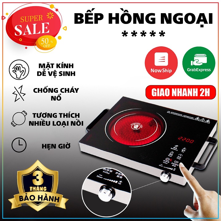 Bếp hồng ngoại , bếp điện hồng ngoại 2000w bếp điện bếp nấu lẩu mặt kính ceramic đa năng nấu mọi loại nồi- bếp điện từ cảm ứng- bảo hành 1 đổi 1
