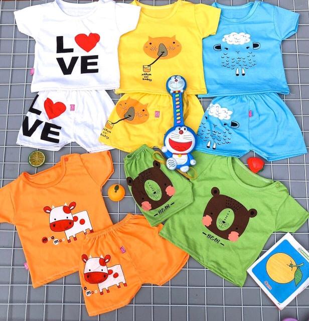 Set 5 bộ cộc tay quần đùi bé trai/gái 4-14kg