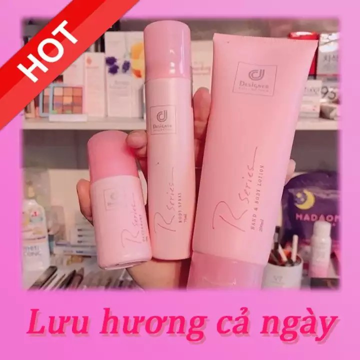 Bộ 3 món Lăn hôi nách, thâm nách Rseries và Xịt thơm Body 70ml và Dưỡng thể hương nước hoa Rserie