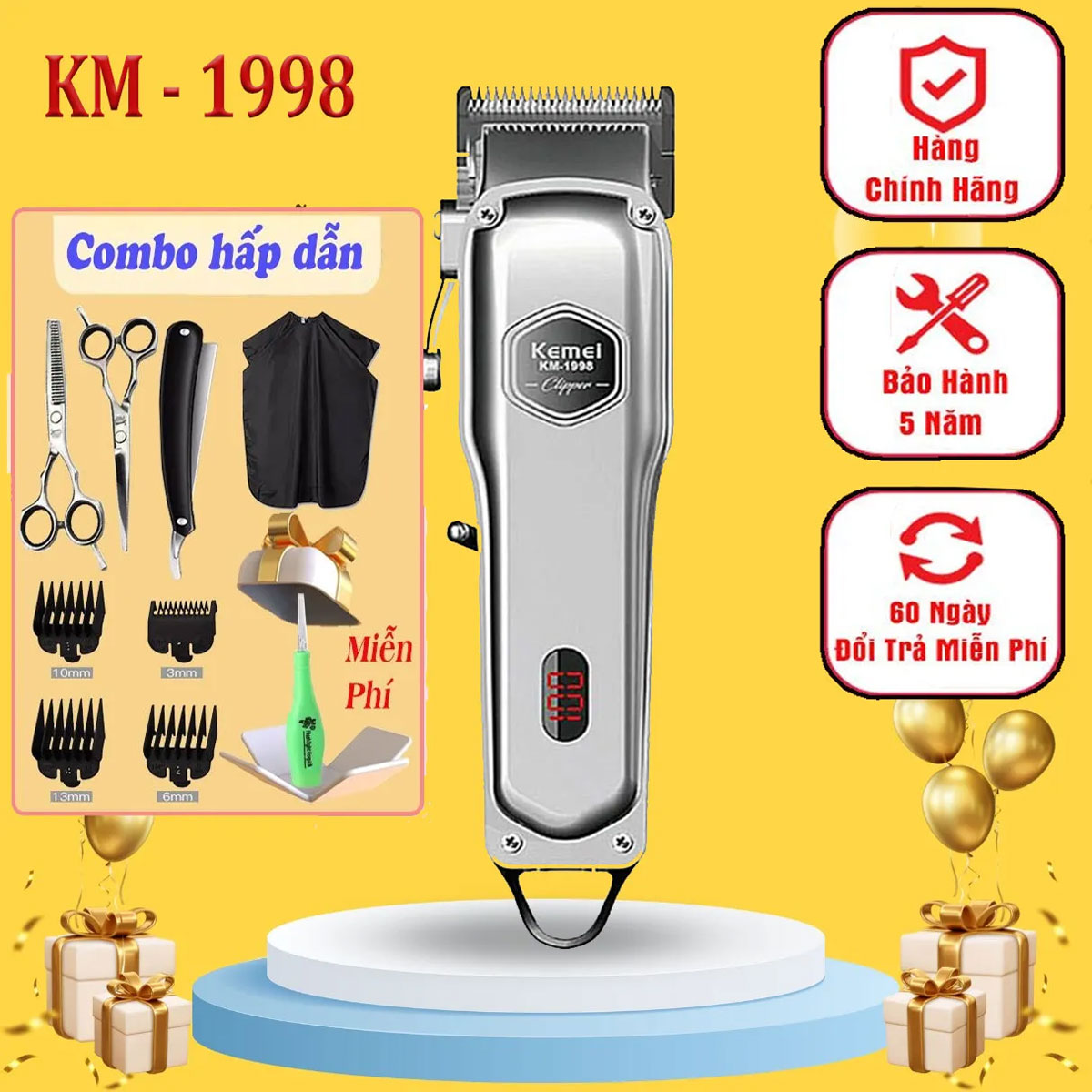 Tông đơ - Tông đơ cắt tóc cao cấp. Tong đơn cắt tóc loại tốt 1998 - Bộ tông đơ cắt tóc - tong đơ cắt tóc chuyên nghiệp, Tông đơ cắt tóc loại tốt - Bộ cắt tóc nam đầy đủ, máy cắt tóc