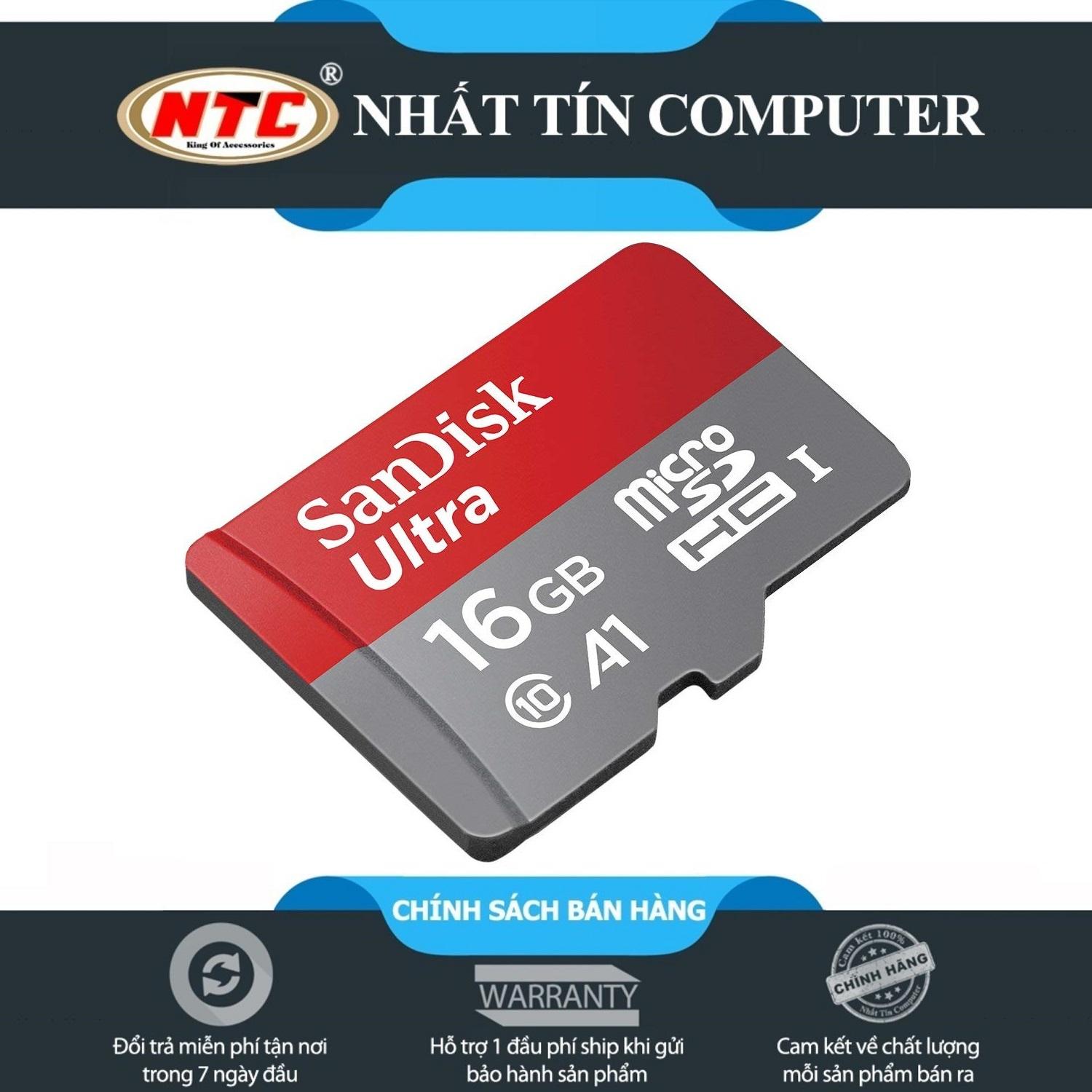 Thẻ nhớ microsdhc sandisk ultra a1 16gb c10 u1 98mb/s - kèm adapter - nhất tín computer