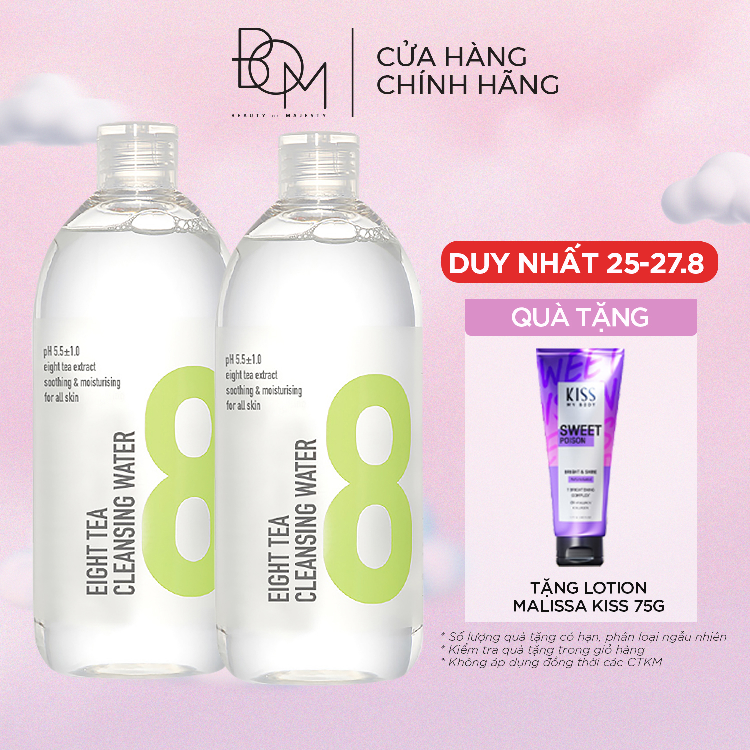 Combo 2 chai nước tẩy trang 8 loại trà bom eight tea cleansing water 500ml/chai