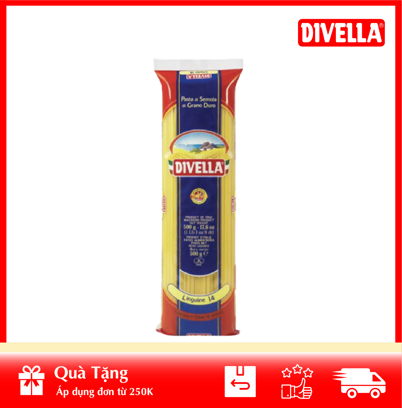 Mì sợi dẹt divella linguine số 14