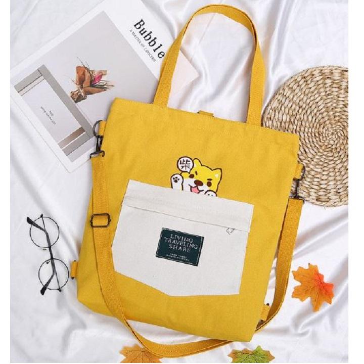 TÚI TOTE VẢI ĐEO CHÉO HAI KIỂU CHÓ CON