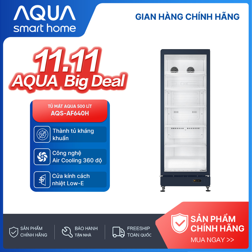 {SẢN PHẨM MỚI 2025] Tủ mát AQUA 500 lít AQS-AF640H - Làm lạnh 360 độ - 6 ngăn mát - Freeship