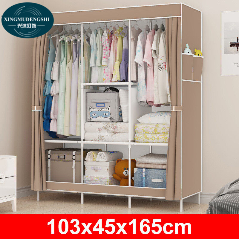 XMDS Tủ Quần Áo Bằng Vải Tối Giản Hiện Đại Tủ Quần Áo Gia Dụng Đơn Giản Tủ Quần Áo Gia Cố Bằng Ống Thép Tủ Đựng Đồ Chống Bụi Ổn Định