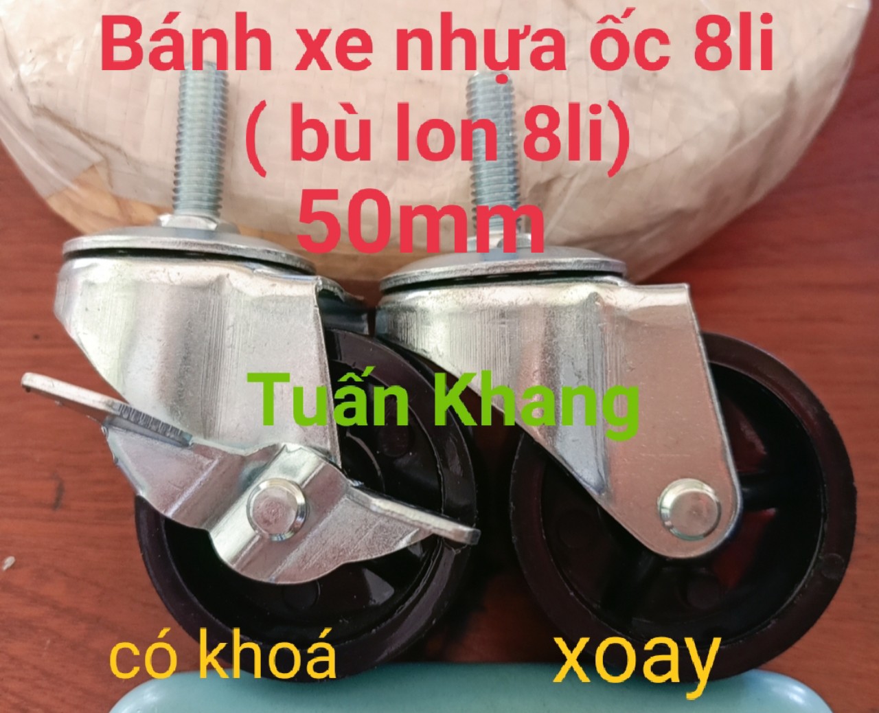 Bánh xe 50mm nhựa bù lon 8li giá /1 cái xoay 360 độ