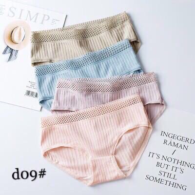 Quần lót cotton gân tăm viền ren thoáng mát D09