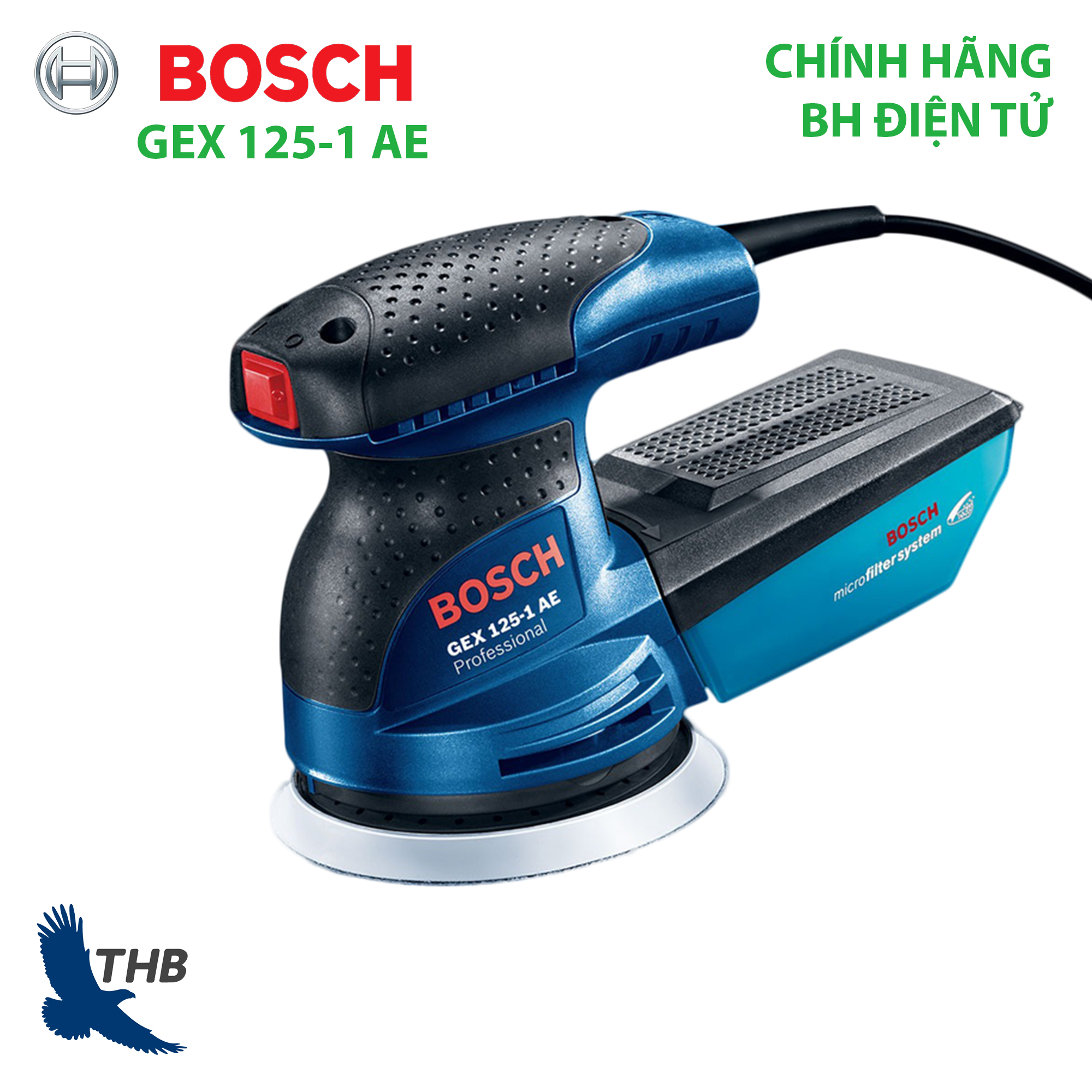 Máy chà lệch tâm máy chà nhám bosch gex 125-1 ae bảo hành điện tử 12 tháng đường kính đĩa 125mm