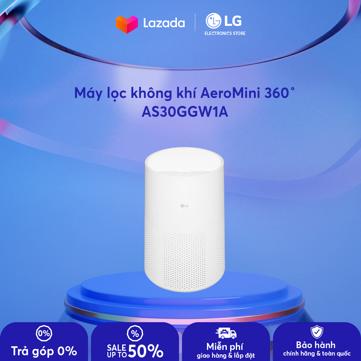 [MODEL 2026] Máy lọc không khí LG AS30GGW1A AeroMini 360˚ màu trắng