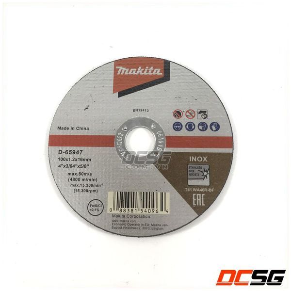 Đá cắt mỏng cho inox 100x1.2x16mm makita d-65947