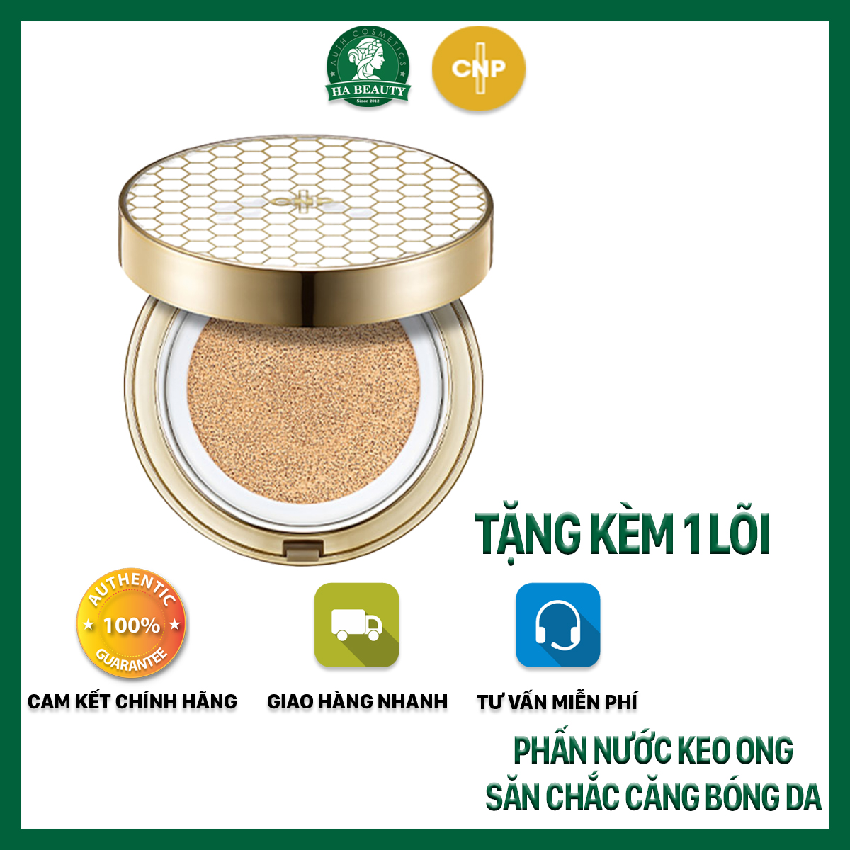 Phấn nước tinh chất keo ong săn chắc căng bóng da CNP Propolis Ampoule Inradient Cushion 15g tặng thêm lõi refill 15g