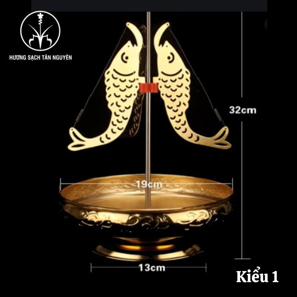 Khay cắm nhang Tân Nguyên, đế cắm nhang trầm, đế cắm hương vòng bằng hợp kim cao cấp hình hoa mai, cá chép