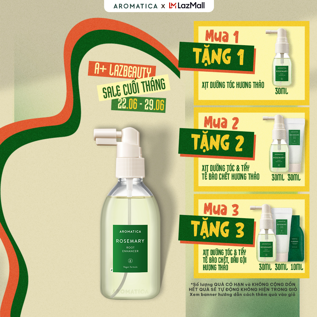 Nước dưỡng tóc giảm gàu nấm AROMATICA Rosemary Root Enhancer chiết xuất hương thảo 100ml