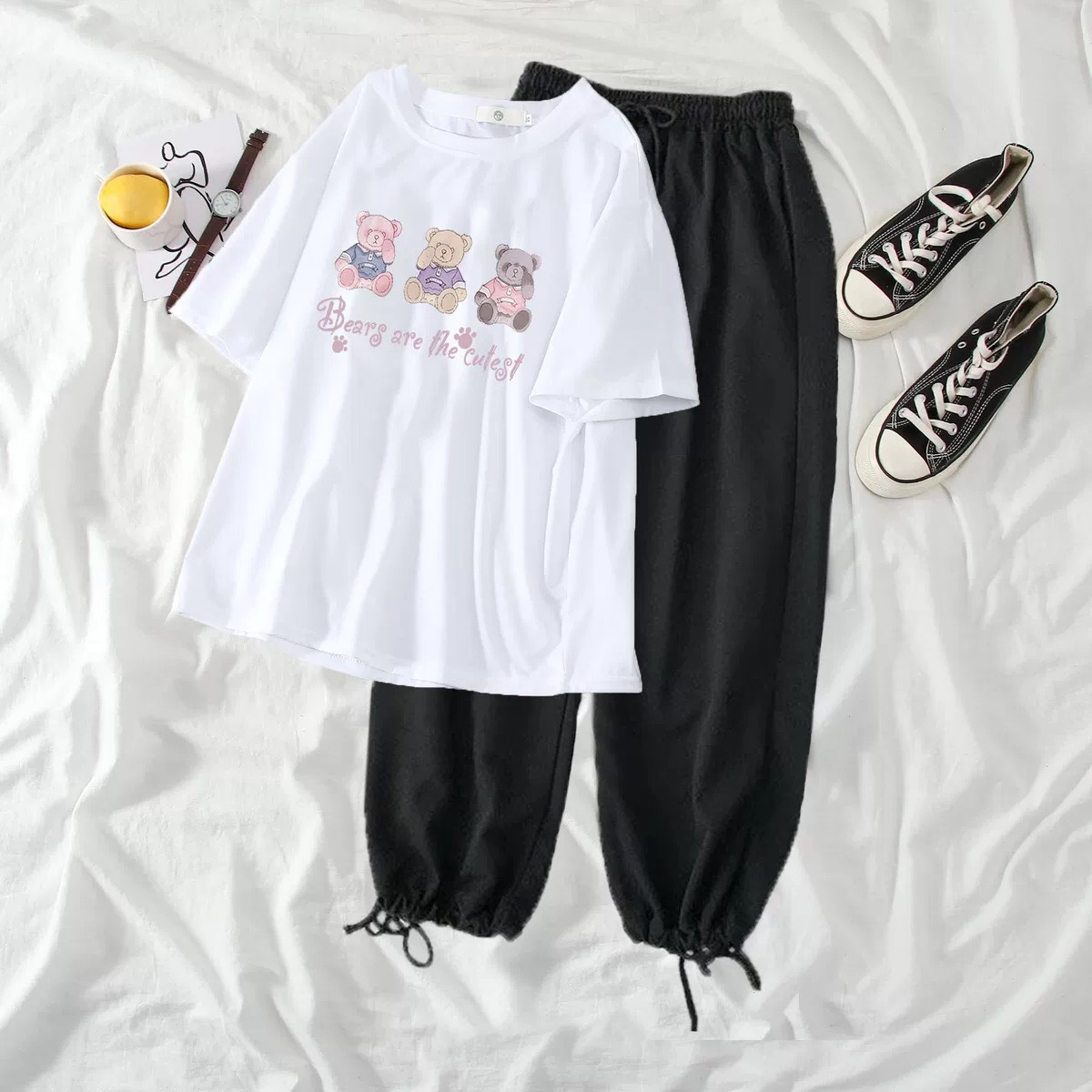 SET ÁO 3 GẤU CHE MẶT KÈM QUẦN ĐẦY CÁ TÍNH, DỄ THƯƠNG