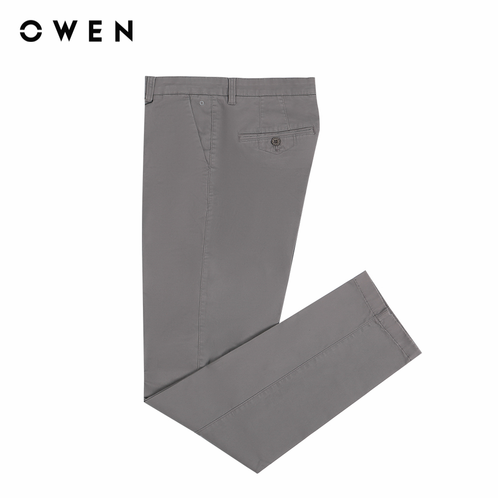 Owen - quần khaki slim fit qksl220272 màu ghi chất liệu cotton - spandex