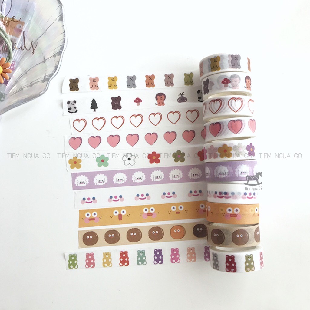 Băng keo trang trí hoa văn mazzzy washi - tiệm ngựa gỗ