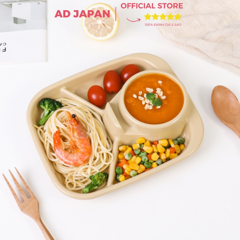 Khay ăn dặm BLW khay ăn hình chữ nhật 4 ngăn Inomata hàng nội địa Nhật Bản