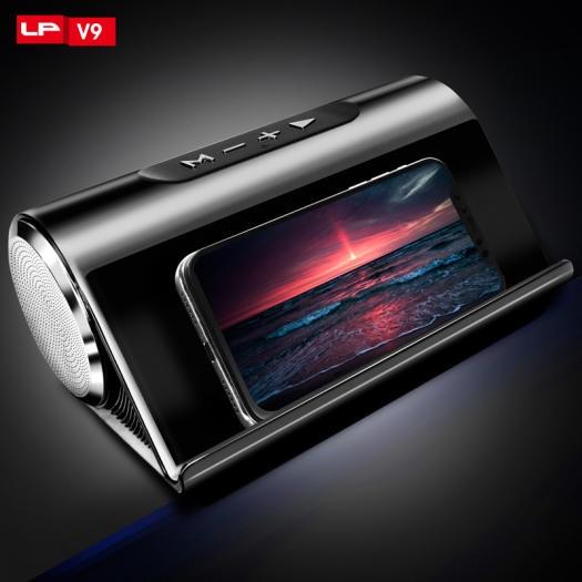 Loa bluetooth kiêm giá đỡ điện thoại sạc pin khe cắm usb thẻ nhớ LP V9 - Mới
