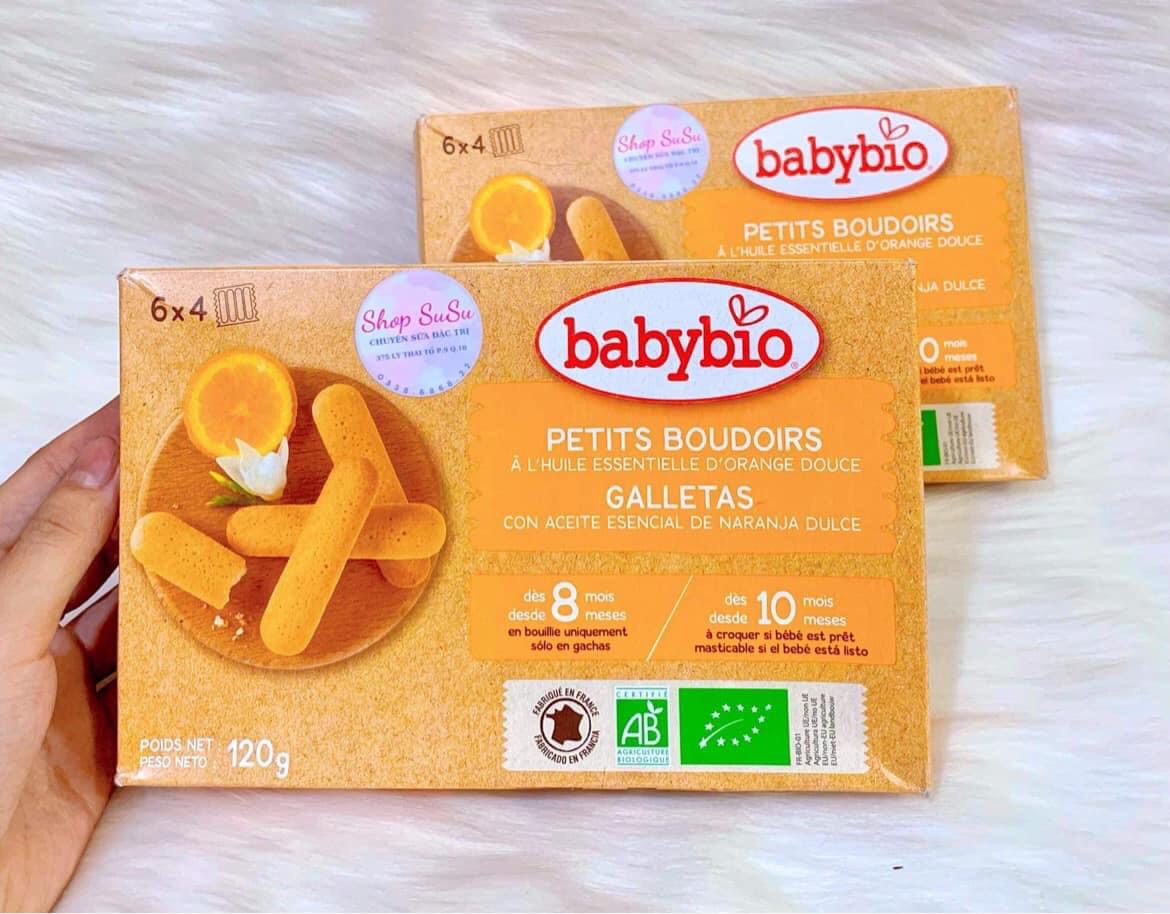 NỘI ĐỊA PHÁP Bánh quy ăn dặm hữu cơ cho bé mới mọc răng vị cam Babybio