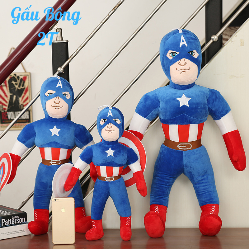 Gấu bông gối ôm gấu bông cute đội trưởng mỹ dễ thương vải nhung mềm mịn lót bông gòn cao cấp