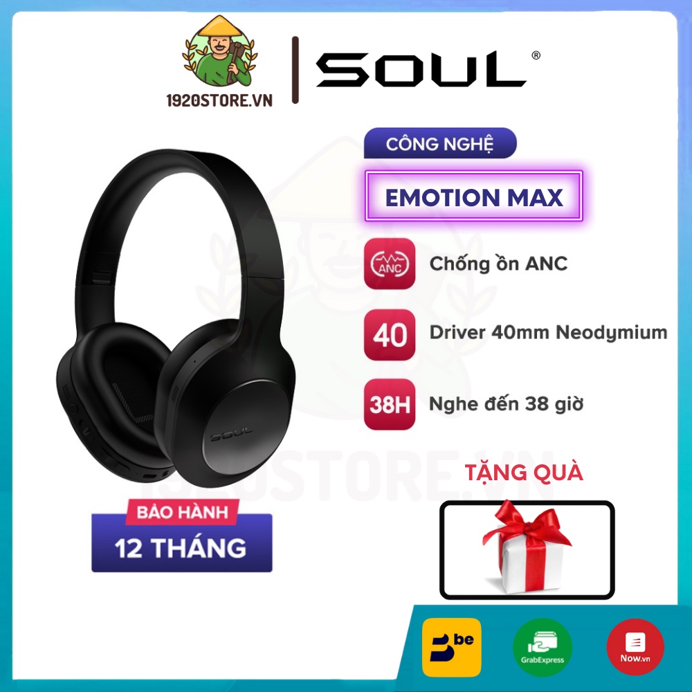 Tai Nghe Headphone Bluetooth SOUL Emotion Max, BT 5.0 ,Chống Ồn ANC